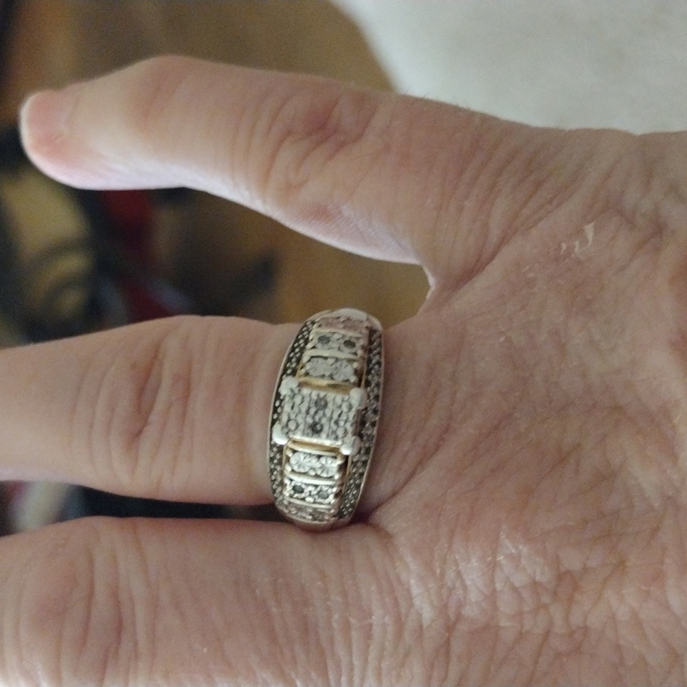 Sterling silver ring with diamond accents